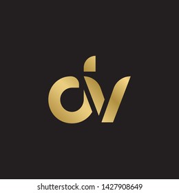 Letter dv linked lowercase logo design template elements. Gold letter Isolated on black  background. Suitable for business, consulting group company.