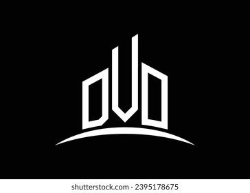 Letter DVO building vector monogram logo design template. Building Shape DVO logo.