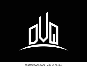 Letter DVQ building vector monogram logo design template. Building Shape DVQ logo.