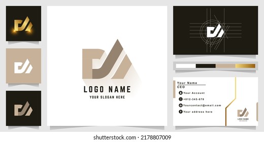 Letter dW or dA monogram logo with business card design
