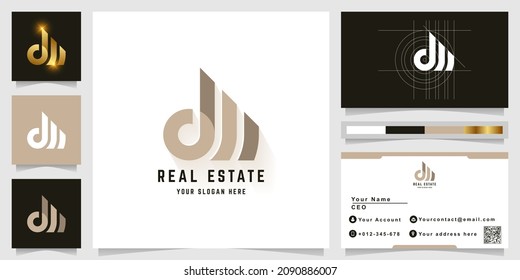 Letter dW, dM or realestate monogram logo with business card design