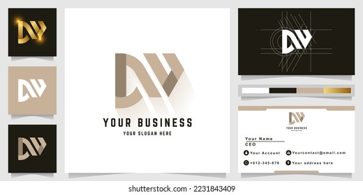 Letter DW or DN monogram logo with business card design