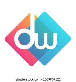 Letter DW logo with colorful geometric shape, letter combination logo design for creative industry, web, business and company.