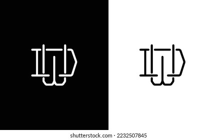 Letter DW logo design monoline. Monoline DW logo design. Monogram logo