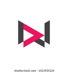 letter dw simple geometric line logo vector