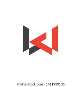 letter dw simple geometric line logo vector