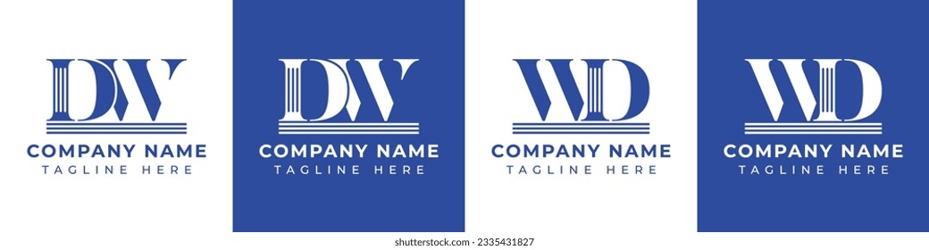 Letter DW and WD Pillar logo, suitable for business with WD or DW related to Pillar.