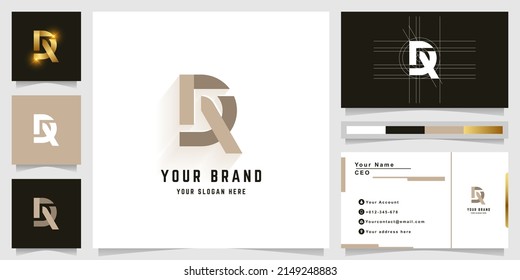 Letter DX or DR monogram logo with business card design