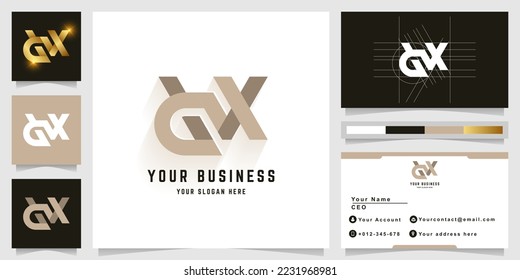 Letter dX or GX monogram logo with business card design
