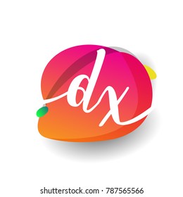 Letter DX logo with colorful splash background, letter combination logo design for creative industry, web, business and company.