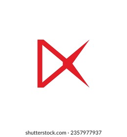 letter dx simple geometric red logo vector 