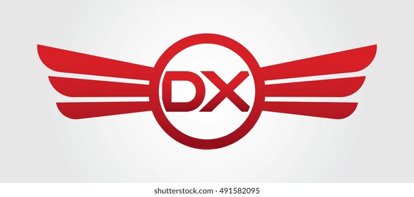 Letter DX Winged Logo Color Red