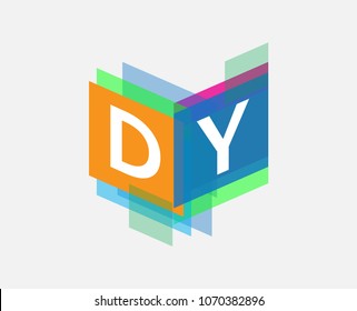 Letter DY logo with colorful geometric shape, letter combination logo design for creative industry, web, business and company.