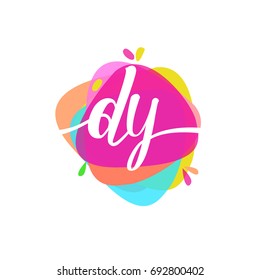 Letter DY logo with colorful splash background, letter combination logo design for creative industry, web, business and company.