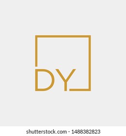 letter DY Logo design with square frame line art. business consulting concept. studio icon - vector