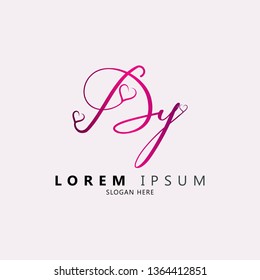 Letter Dy logo template love Vector