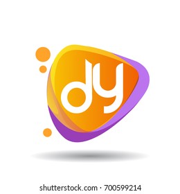 Letter DY logo in triangle splash and colorful background, letter combination logo design for creative industry, web, business and company.