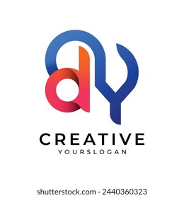 Letter dy logo, vector colorful gradient logo design template