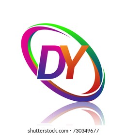 letter DY logotype design for company name colorful swoosh. vector logo for business and company identity.