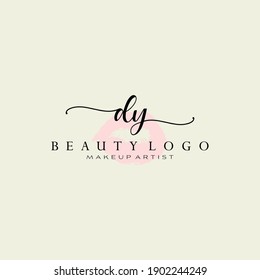 Letter DY Watercolor Lips Premade Logo Design, Logo for Makeup Artist Business Branding, Blush Beauty Boutique Logo Design, Calligraphy Logo