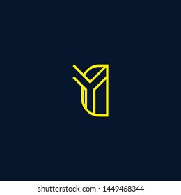 letter DY YD Y D Clean and Minimal Initial Based Logo Design