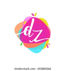 Letter DZ logo with colorful splash background, letter combination logo design for creative industry, web, business and company.