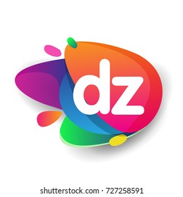 Letter DZ logo with colorful splash background, letter combination logo design for creative industry, web, business and company.