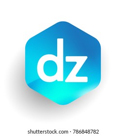 Letter DZ logo in hexagon shape and colorful background, letter combination logo design for business and company identity.
