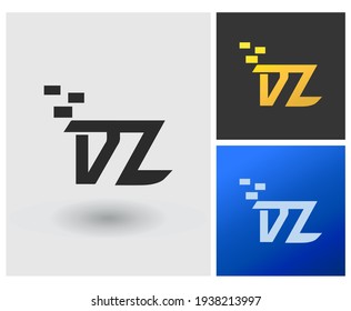 Letra DZ o VZ Logotipo Vector de diseño creativo con Resumen Elegante diseño cuadrado moderno Concepto de aplicaciones