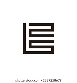 Letter E 2 square, line geometric symbol simple logo vector
