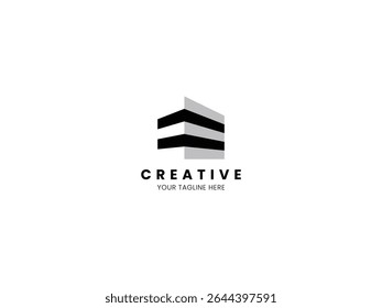 Letra E logotipo de construção 3D para a sua marca