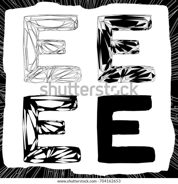 Letter E 3d Silhouette Constructive Concept Stock Vector Royalty Free