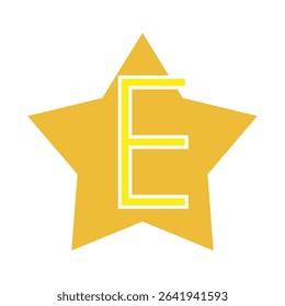 LETTER E IN 5STAR LOGO DESIGN IDEA VECTOR.