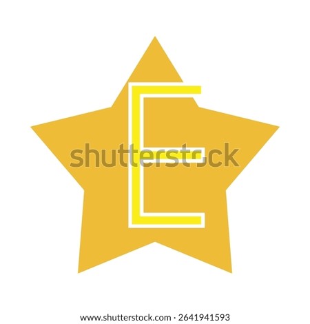 LETTER E IN 5STAR LOGO DESIGN IDEA VECTOR.