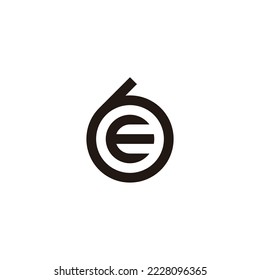 Letter E in 6, circle geometric symbol simple logo vector