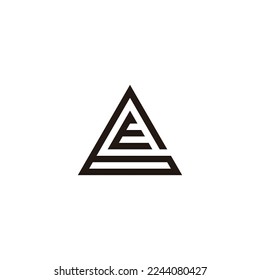 Letter E in 6, triangle geometric symbol simple logo vector