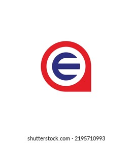 Letter E in a, circle geometric symbol simple logo vector