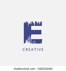 Letter E  Abstract Brush Stroke  Logo design. Classy monogram Paint Logo Letter Icon with Elegant  brush shape Vector Design concept.