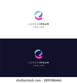 letter e abstract colorful flow icon logo design