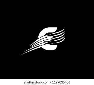 Letter E Abstract Elements Wings Swoosh Logo