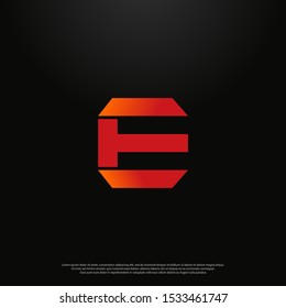 Letter E abstract Logo icon monogram design. Vector graphic design template element. black background.