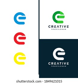 Letter E Abstract Logo icon. Premium Line Alphabet Monochrome Monogram emblem. Vector graphic design color blue, green, red, black template element. Graphic Symbol for Corporate Business Identity.