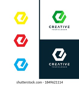Letter E Abstract Logo icon. Premium Line Alphabet Monochrome Monogram emblem. Vector graphic design color blue, green, red, black template element. Graphic Symbol for Corporate Business Identity.