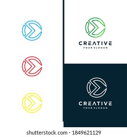 Letter E Abstract Logo icon. Premium Line Alphabet Monochrome Monogram emblem. Vector graphic design color blue, green, red, black template element. Graphic Symbol for Corporate Business Identity.