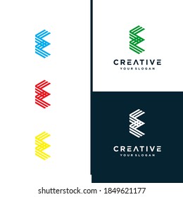 Icono del logotipo de resumen de la letra E. Emblema Monograma monocromo de la línea premium Alphabet. Diseño gráfico vectorial color azul, verde, rojo, negro elemento de plantilla. Símbolo gráfico para la identidad empresarial.