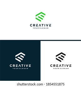 Icono del logotipo de resumen de la letra E. Alfabeto de línea premium Monograma verde monocromo. Elemento de plantilla de diseño gráfico vectorial. Símbolo gráfico para la identidad empresarial.