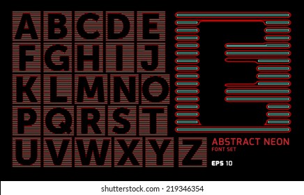 Letter E - abstract neon font with optical illusion