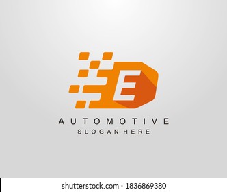 Buchstabe E mit abstraktem Logo-Design für Racing-Flaggen. Vorlage für Automobil-Symbolen.