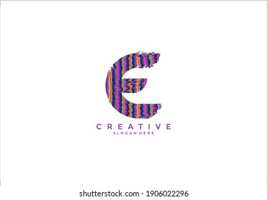 Letter E Abstract Watercolor Paint Rainbow Logotype