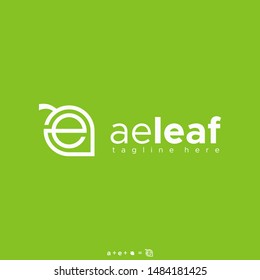 letter a and e for ae leaf logo design